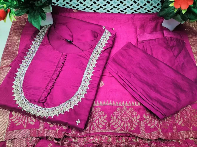 KF 1007 Kalaai Chanderi Silk Embroidery Kurti With Bottom Dupatta Wholesale In India