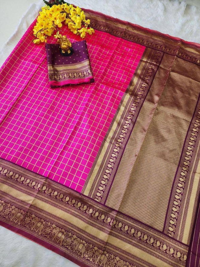 SF 460 Checks Design Lichi Silk Designer Sarees Wholesale Price In Surat 