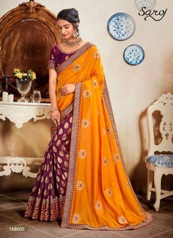 Saroj Kolaveri Latest Fancy Heavy Festive Wear Vichitra Silk Sarees Collection
