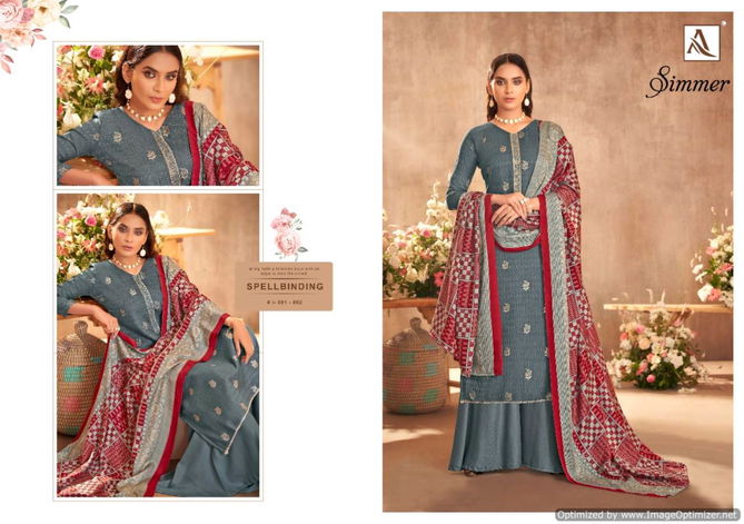 Alok Simmer Pure Wool Pashmina Self Print With Foil Buta And Fancy Embroidery Plazzo Salwar Suit Collection  