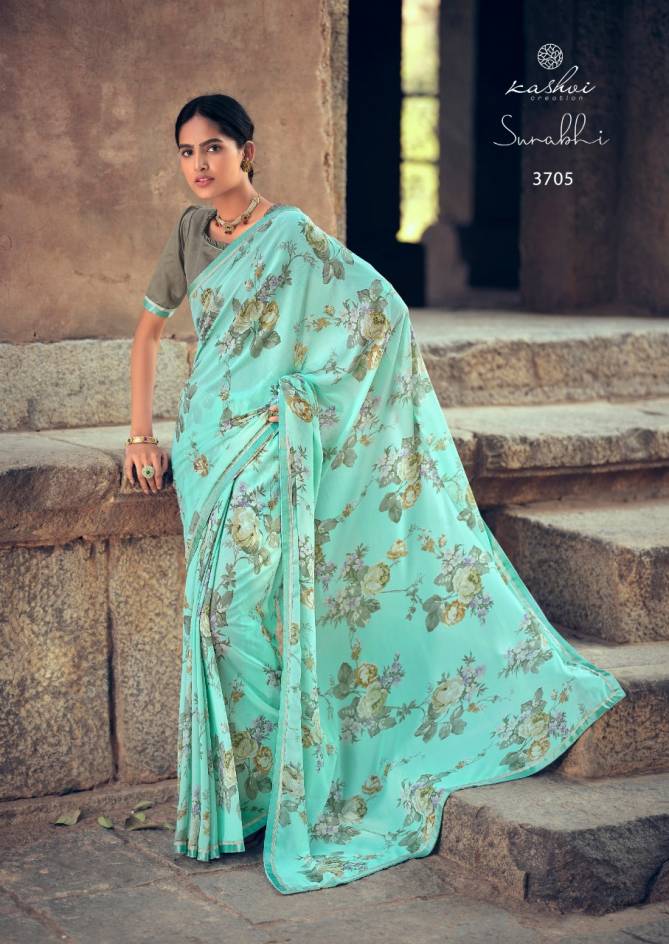 Kashvi Surabhi Latest Fancy Silk Regular Casual Wear Printed Georgette Sarees Collection
