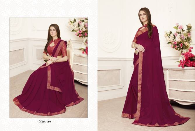 Keshvi Latest Festive Wear Georgette Plain Saree With Beautiful Border Designer Collection 