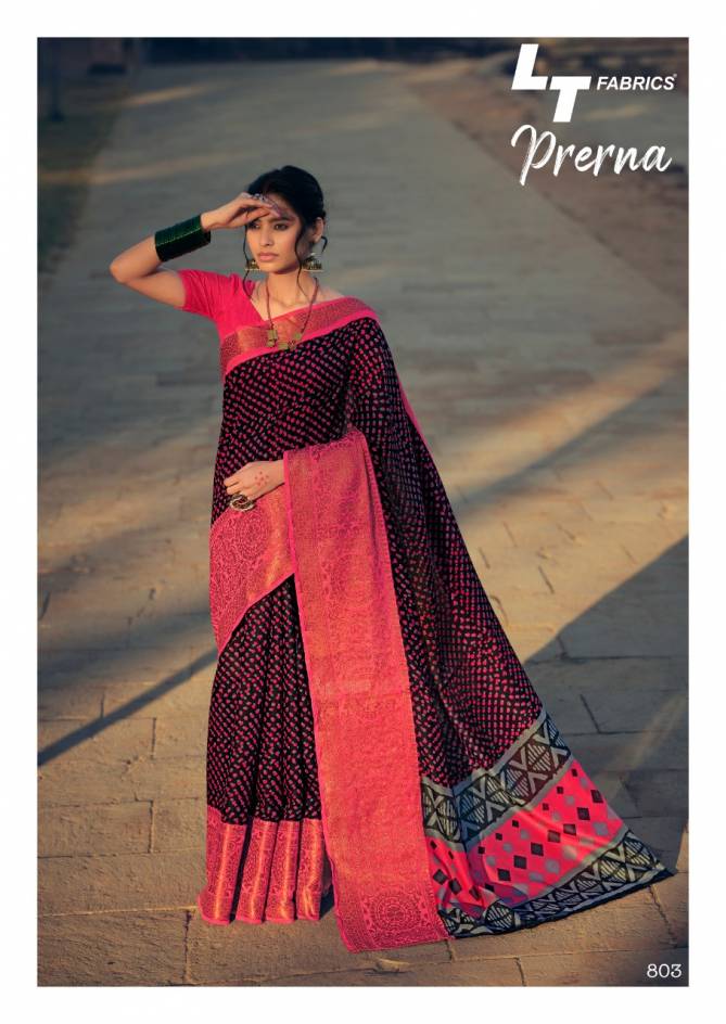 Lt Prerna Fancy Designer Festive Wear Heavy Printed Cotton Silk Sarees Latest Collection
