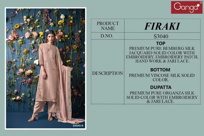 Firaki 3040 By Ganga Designer Dress Material Orders In India