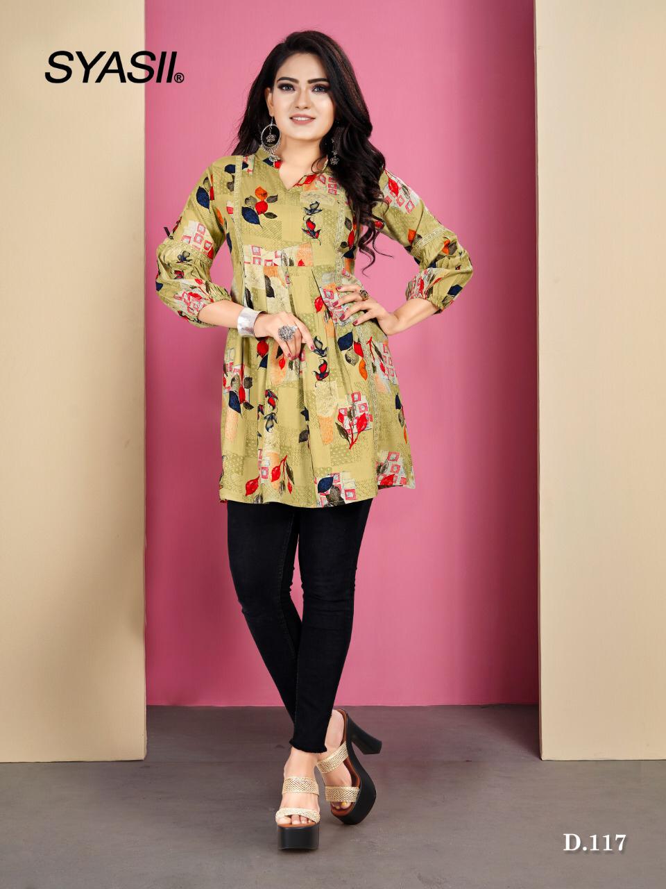 Syasii Topsy Flora Exclusive Designer Printed Stylish Rayon Designer Short Top Collection