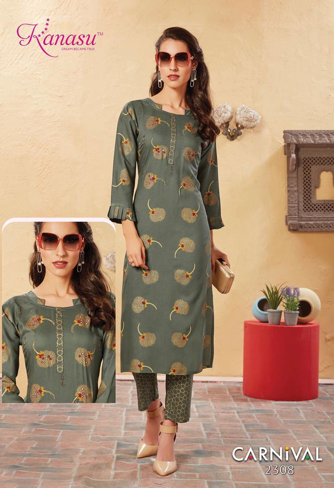 Kanasu Carnival Latest Designer Office Wear Casual Wear Kurti With Bottom Collection 