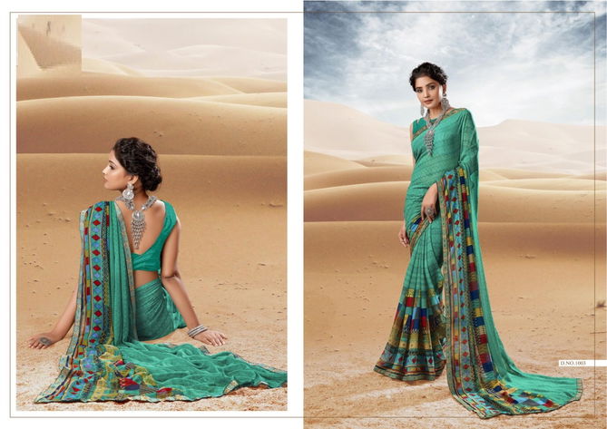 Kesariya Designer New Fancy Regular Wear Printed Georgette Designer Saree Collection