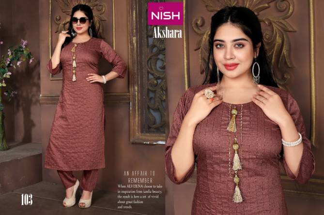 Nish Akshara Latest Fancy Designer Ethnic Wear Silk Kurti With Bottom Collection