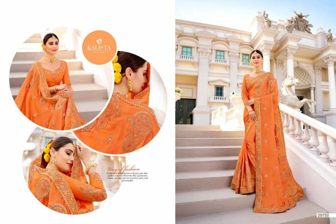 Kalista Sangeet Vol 2 Latest Designer Wedding Vichitra Silk Saree Collection With Embroidery Work 