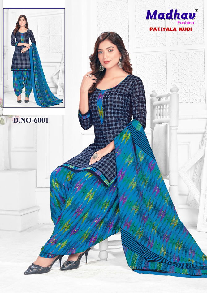 Madhav Fashion Patiyala Kudi 6 Cotton Printed Casual Wear Dress Material Collection
