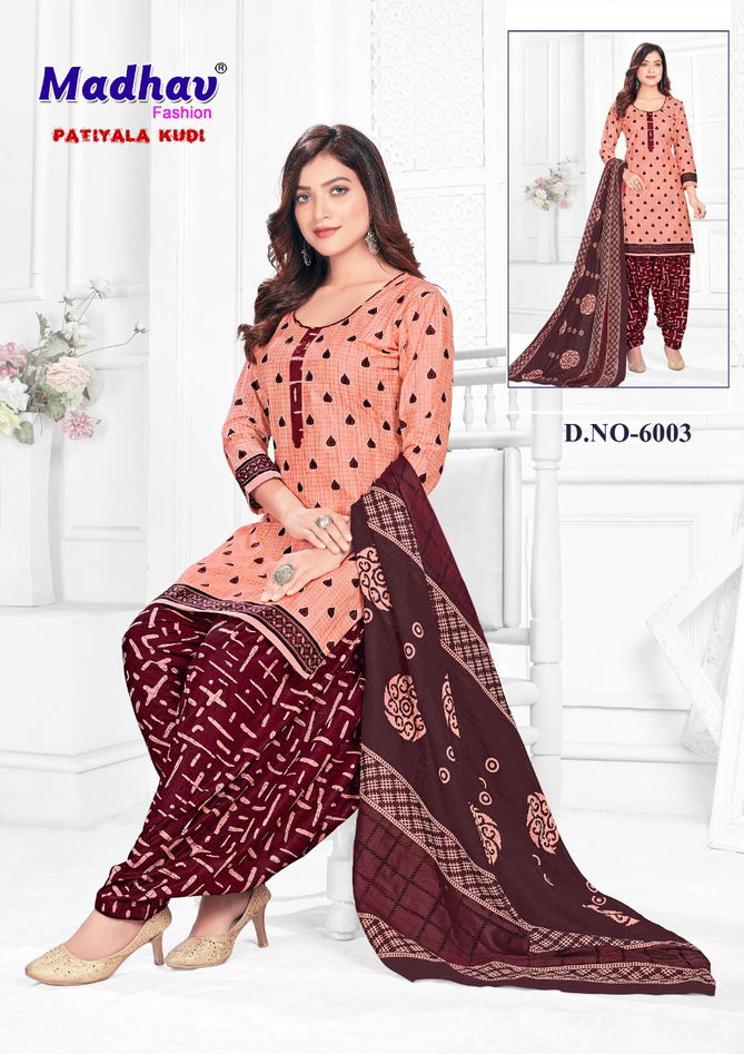 Madhav Fashion Patiyala Kudi 6 Cotton Printed Casual Wear Dress Material Collection
