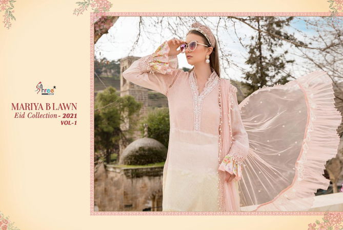 Shree Mariya B Lawn Eid Collection 2021 Vol 1 Latest Fancy Designer Festive Wear Pure Cotton Printed Pakistani Salwar Suits Collection
