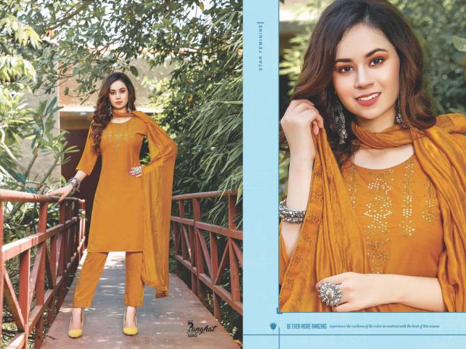 PANGHAT VOL 05 Latest Fancy Designer Stylish Festive Wear Chinnon Silk Readymade Salwar Suit Collection