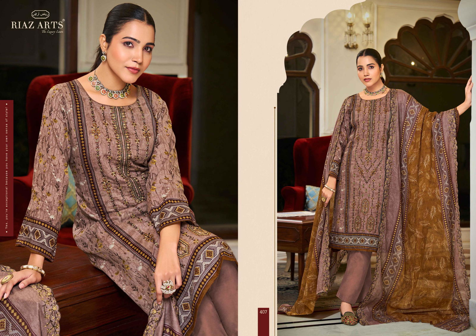 Bin Saeed Vol 4 By Riaz Arts Lawn Digital Printed Dress Material Wholesale Price