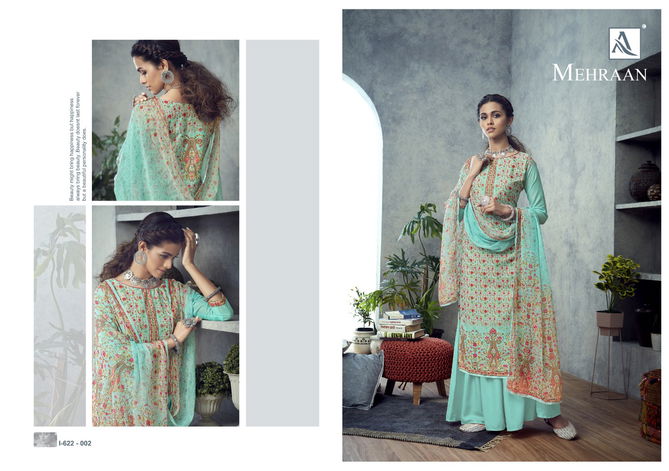 Alok Mehraan Latest Fancy casual Wear Designer Pure Muslin Digital Print with Swarovski Diamond Dress Material Collection
