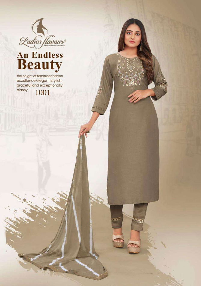 Noori By Ladies Flavour Chinon Kurti Bottom With Dupatta Catalog