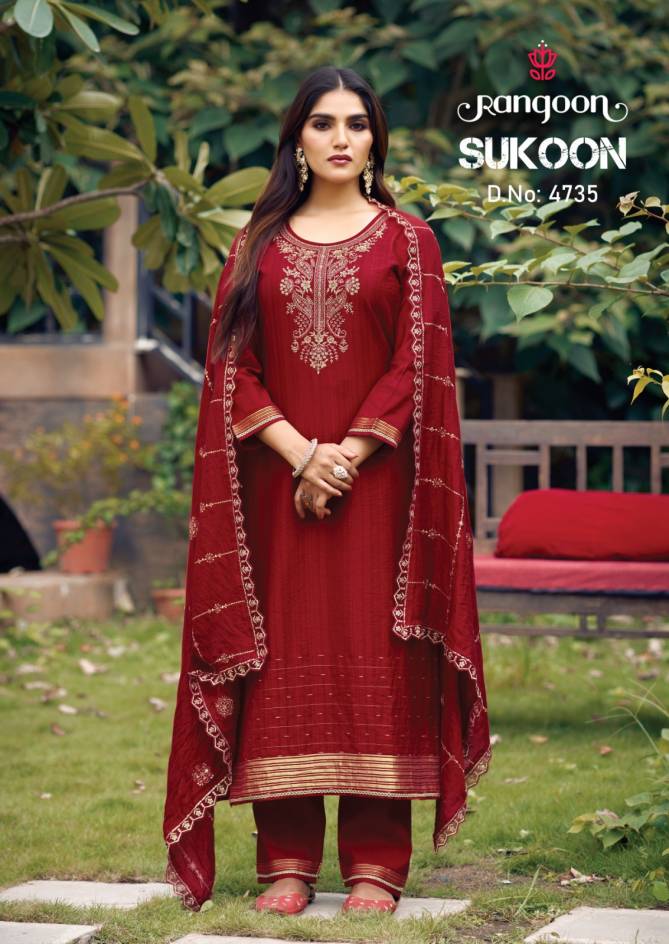 Rangoon Sukoon Jacquard Embroidery Readymade Suits
