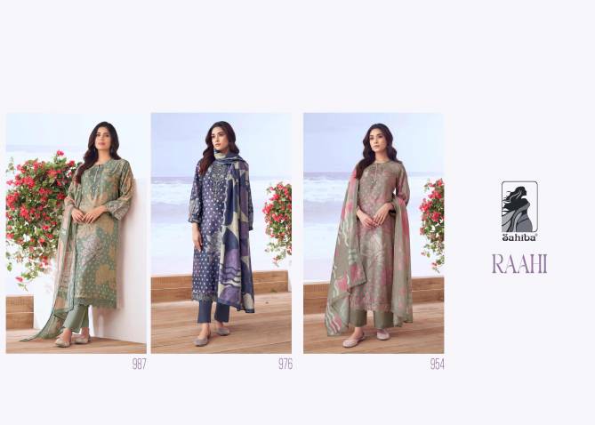 Raahi By Sahiba Muslin Silk Printed Embroidery Dress Material Wholesale Shop In Surat