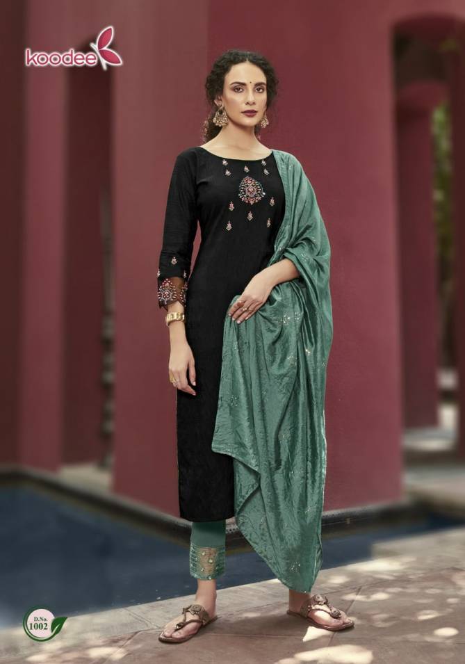 Koodee Renu 1 Festive Wear Designer Latest Fancy Viscose Stripe Pattern With Khatli Work Readymade Collection
