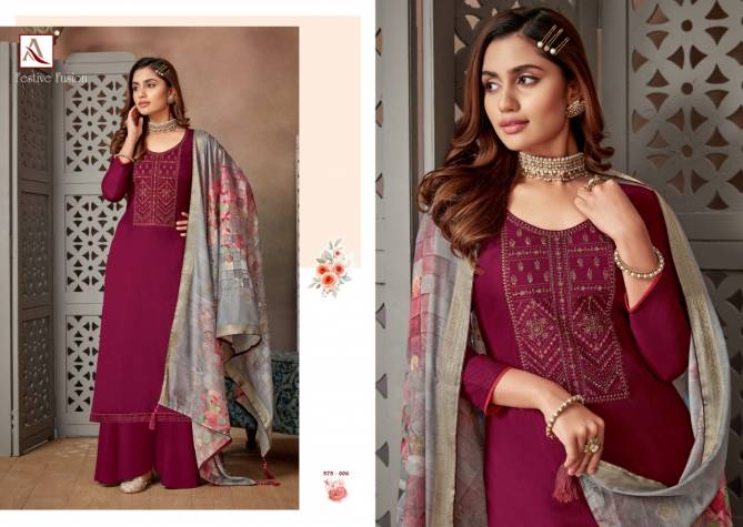 Alok Latest Fancy Designer Heavy Festive Fusion Jam Cotton Dyed with Fancy Embroidery and Swarovski Diamond Work Dress Material