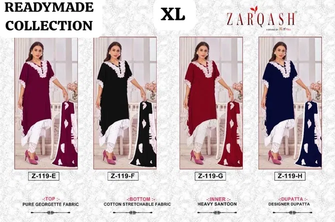 Z 119 E To H By Zarqash Fox Georgette Pakistani Readymade Suits Wholesale In India