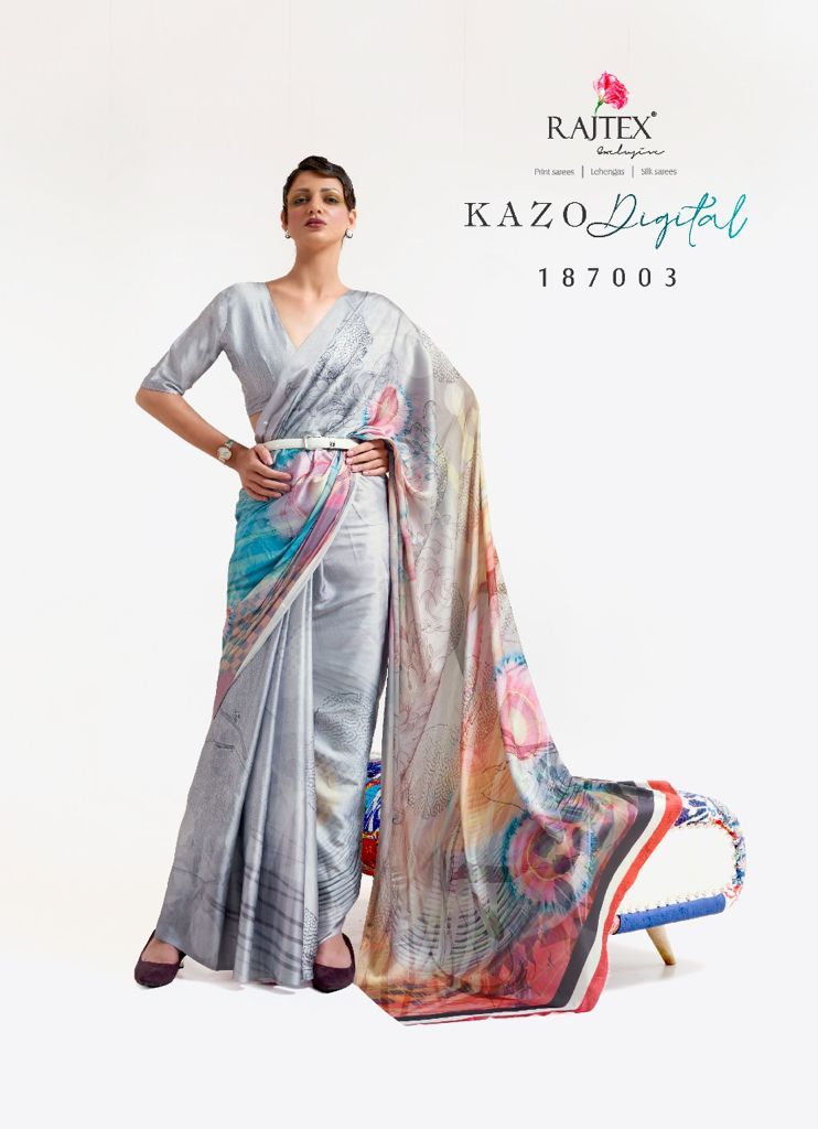 Kazo Digital By Rajtex Japan Satin Crepe Designer Saree Orders In India