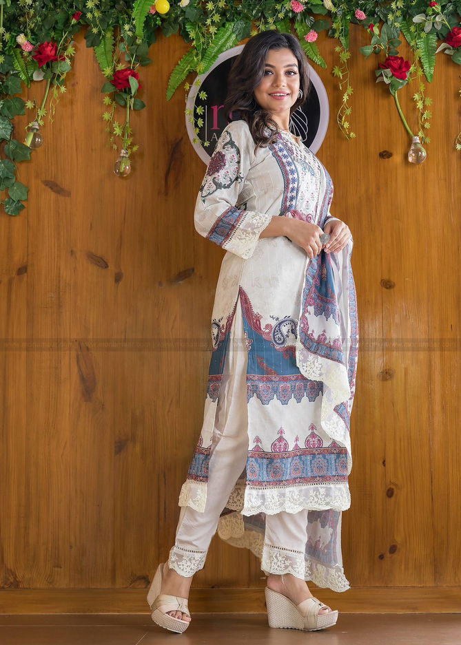 Ivory Masleen Shifli Chikankari Kurti With Bottom Dupatta Wholesale Price in Surat