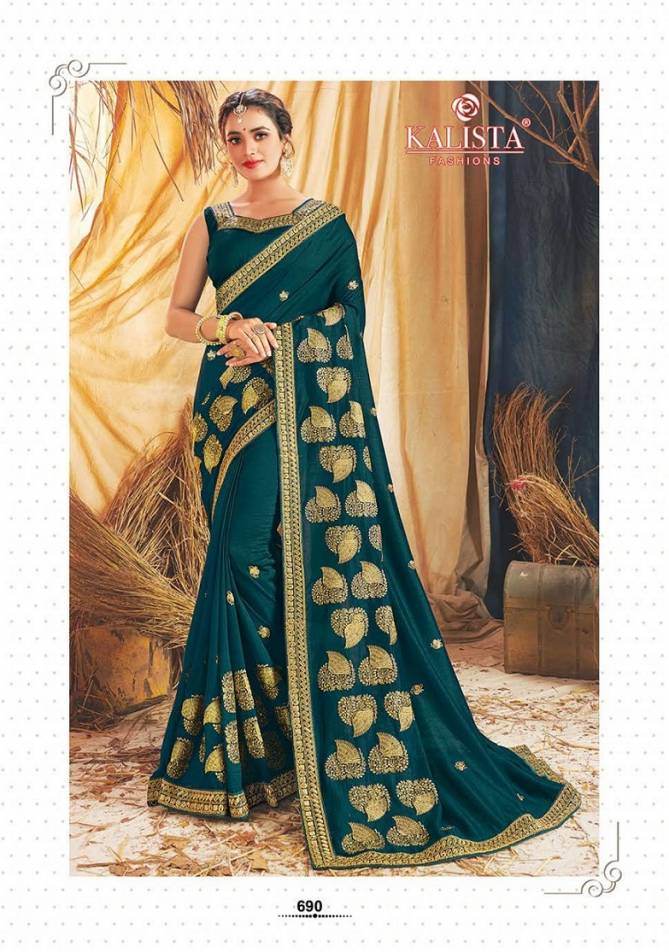 Kalista Mihika Fancy Festive Wear vichitra silk Embroidery Worked Heavy Designer Sarees Collection
