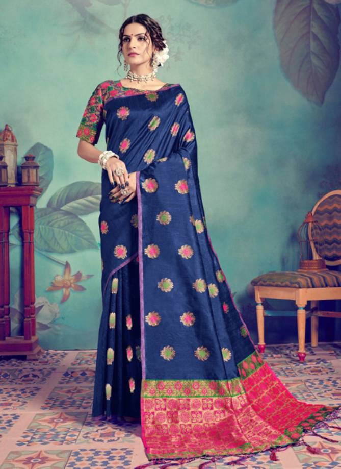 Traditional Look Latest Designer Weaving Tussar Silk Sarees Collection
