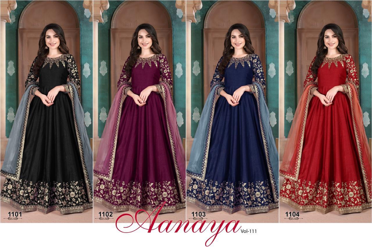 Aanaya Vol 111 By twisha Silk Gown With Bottom Dupatta Catalog