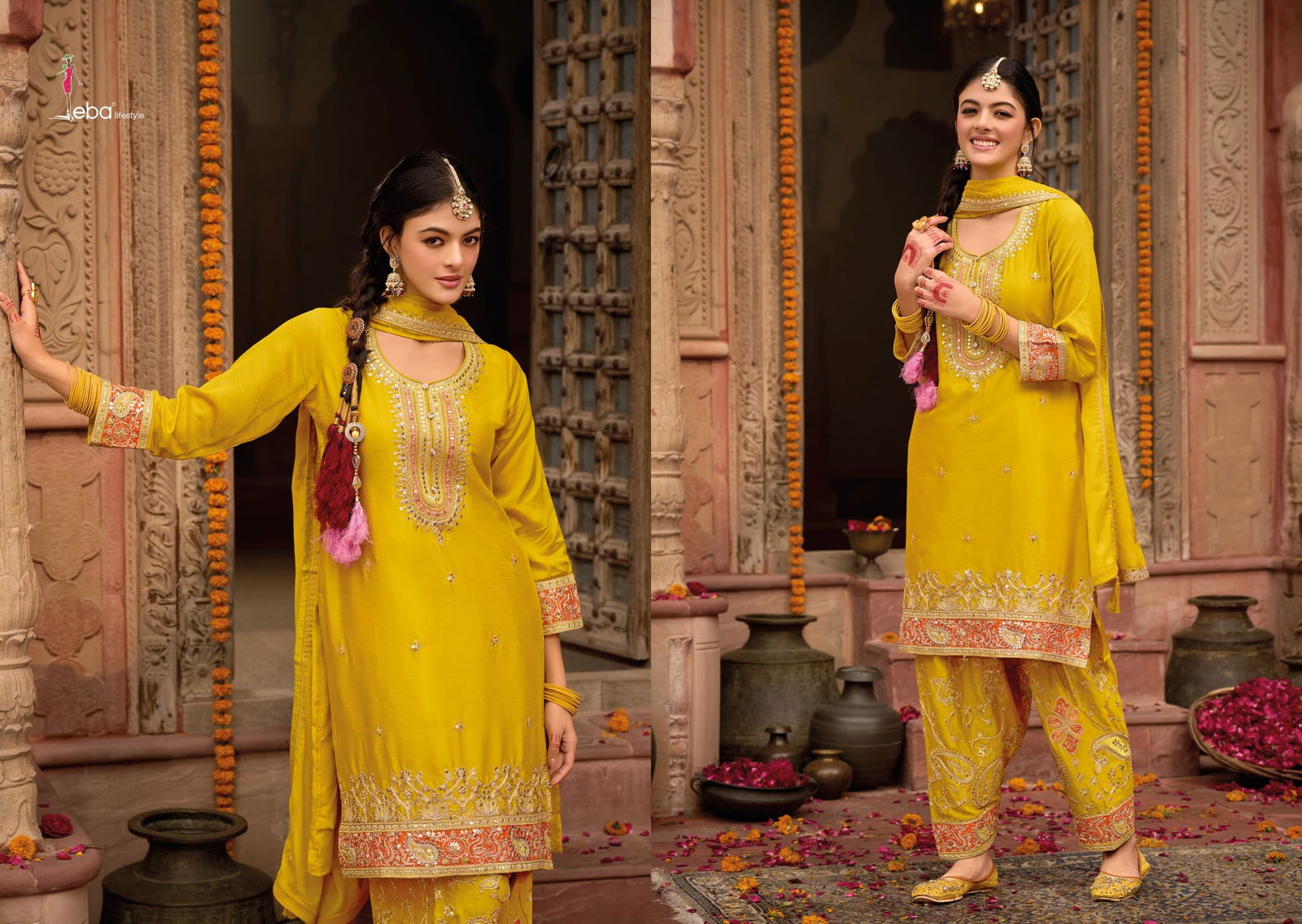 Kashish By Eba Chinon Emboidery Readymade Suits Wholesalers In Delhi