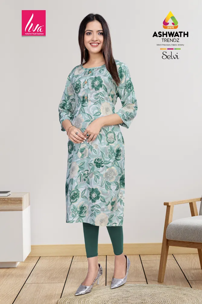 1 Selvi Ultra Premium Rayon Foil Printed Kurti Wholesale Market In Surat