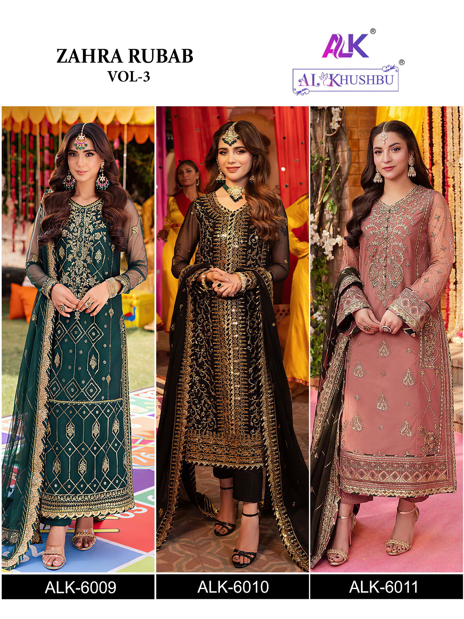 Zahra Rubab Vol 3 By Al Khushbu Georgette Pakistani Suits Orders In India