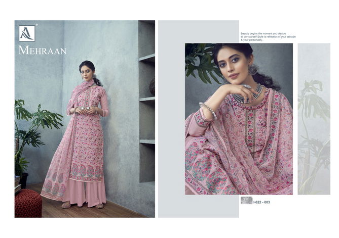 Alok Mehraan Latest Fancy casual Wear Designer Pure Muslin Digital Print with Swarovski Diamond Dress Material Collection
