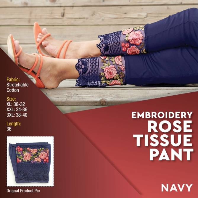 Embroidery Latest Fancy Designer Festive Wear Rosy Tissue Cotton Stylish Pant Collection
