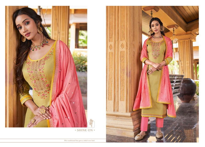 Triple Aaa Kundan Latest fancy Casual Wear Designer Exclusive Pure jam Silk Dress Material Collection
