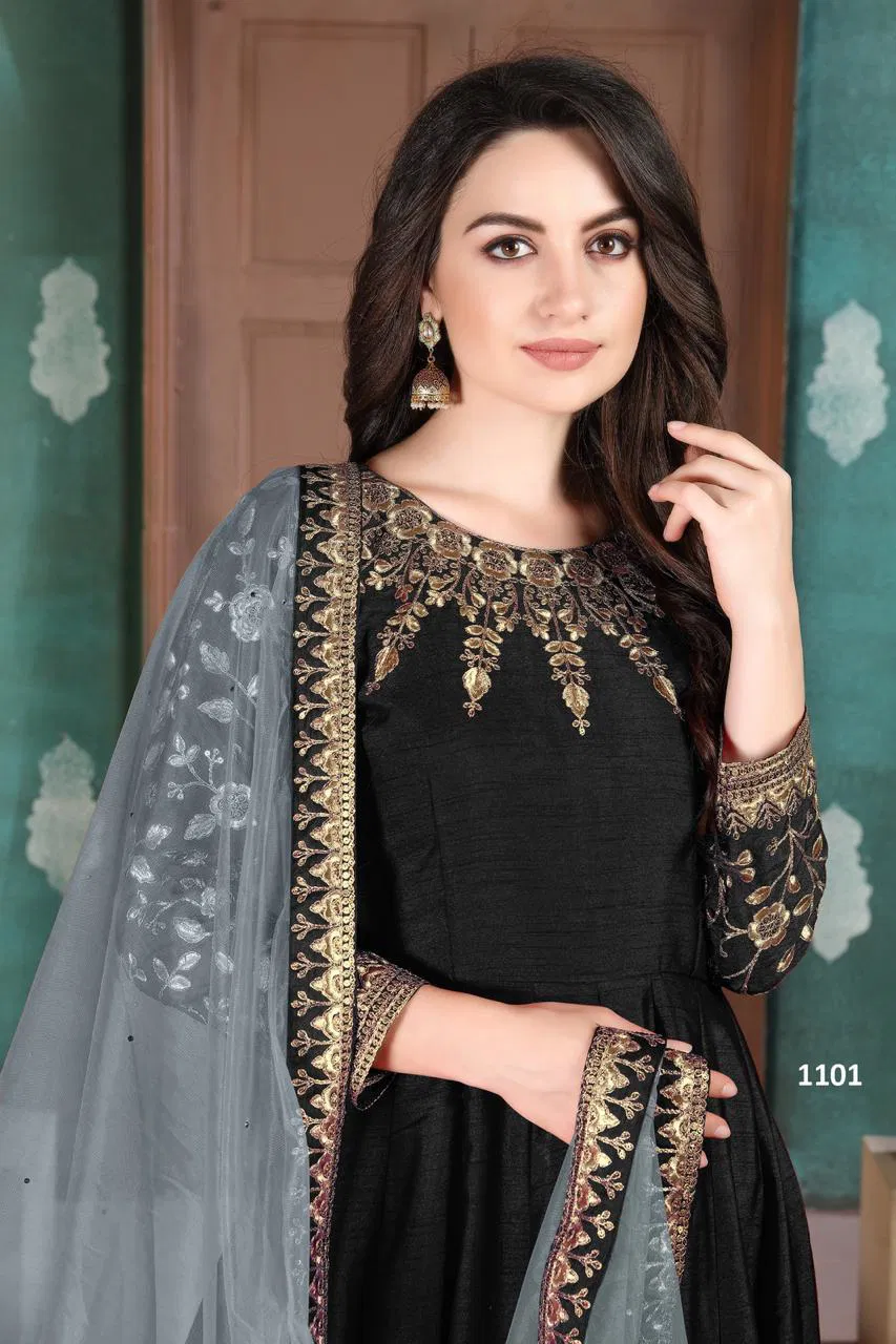 Aanaya Vol 111 By twisha Silk Gown With Bottom Dupatta Catalog