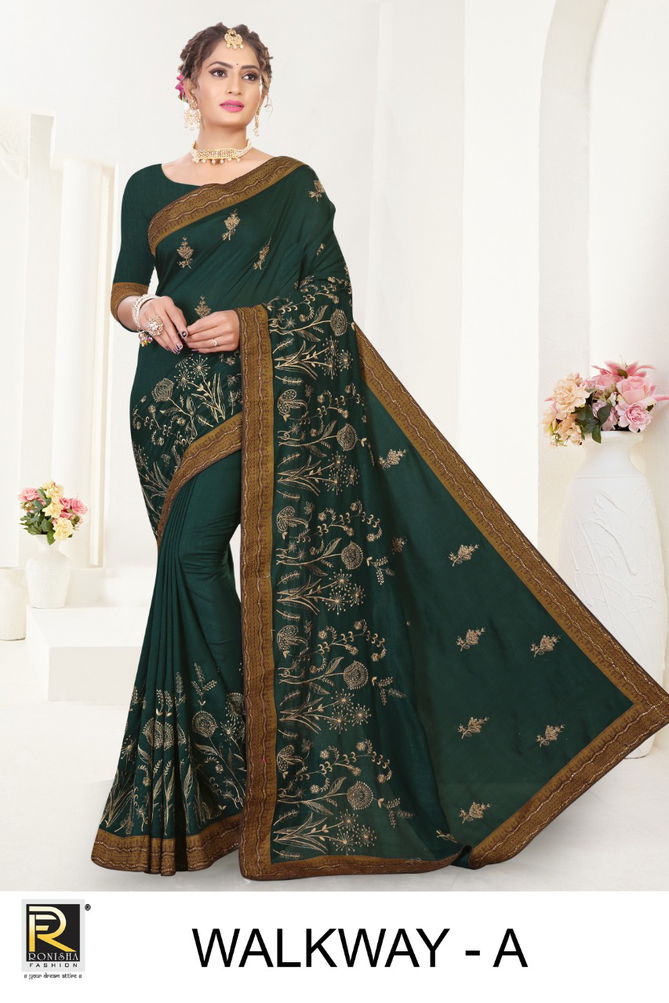 Ronisha Walkway Festive Wear Designer Vichitra Silk Fancy Saree Collection