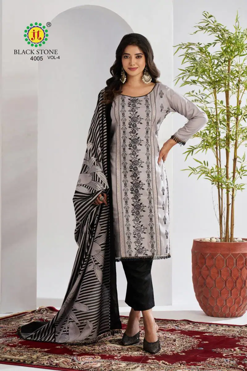 Black Stone Vol 4 By Jt Rayon Embroidery Dress Material Wholesale Market