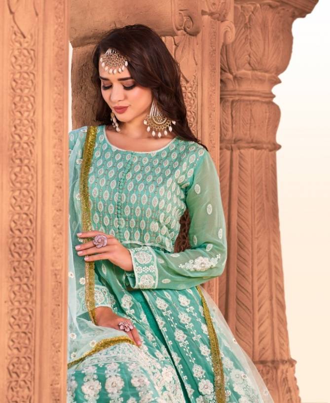 New Collection of Designer Party Wear Full Lucknowi Dress With Bordered Dupatta 