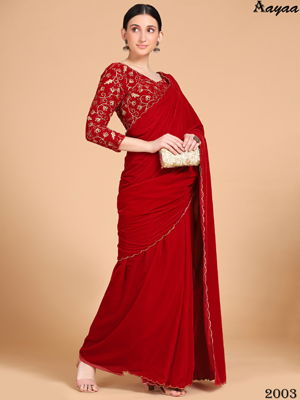 Aayaa Aaradhna 2 New Stylish Party Wear Velvet Heavy Saree Collection