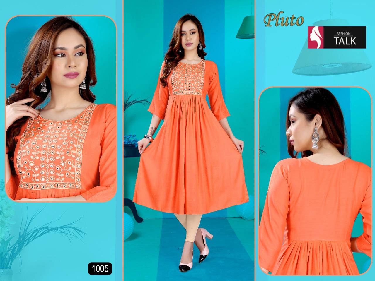 Ft Pluto Flair Style Designer Latest Fancy Festive Wear Rayon Slub Kurtis Collection
