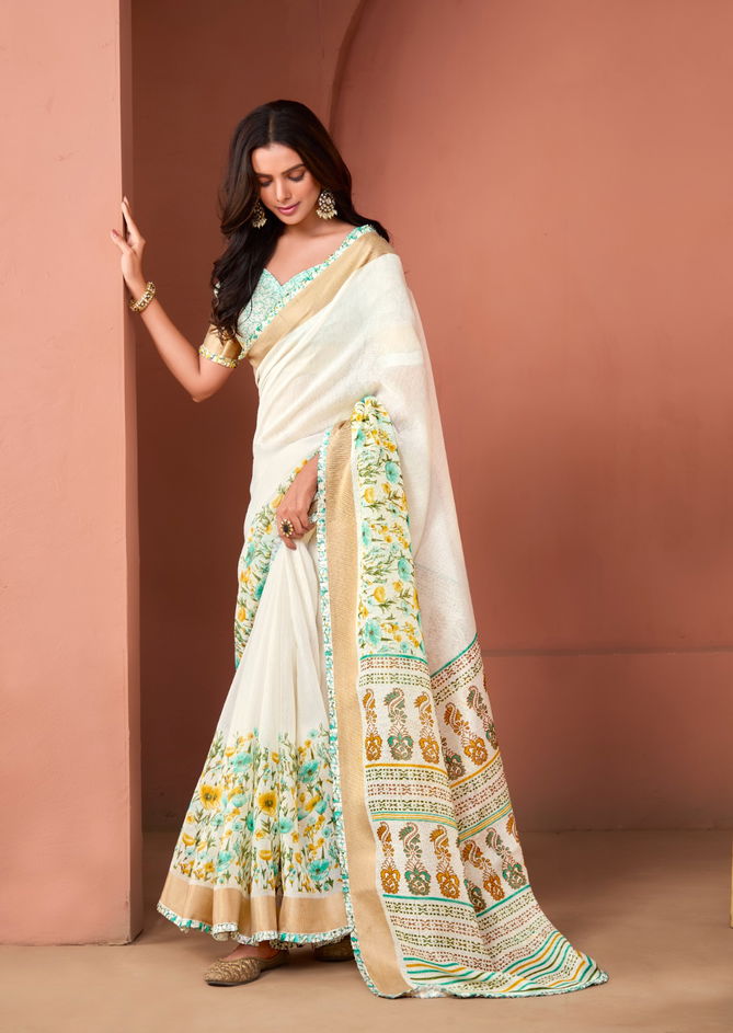 Vellai By Stavan White Handloom Linen Daily Wear Saree Wholesalers In Delhi