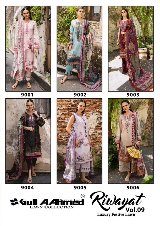 Riwayat Vol 9 By Gull A  Ahmed Lawn Cotton Pakistani Dress Material Suppliers In India