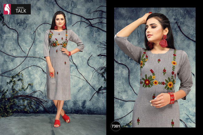 Ft Pinky Latest Fancy Designer Casual Wear Embroidery Designer Kurtis Collection
