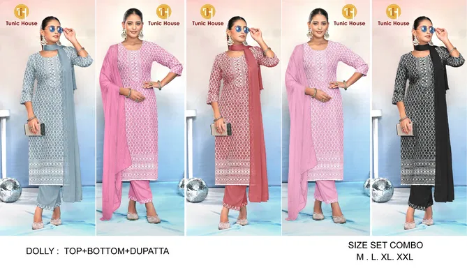 Dolly By Tunic House Viscose Rayon Kurti With Bottom Dupatta Online Wholesale