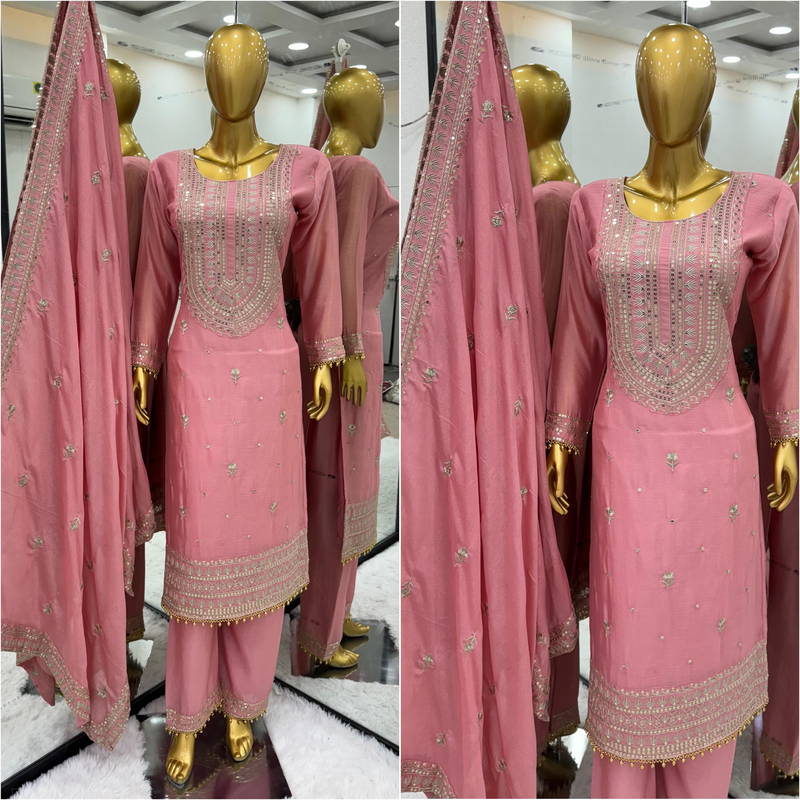 Nsr 814 Designer Pure Heavy Chinnon Silk Readymade Suit Manufacturers