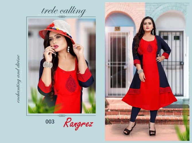 Aagya Rangrez 4 Latest fancy Designer Regular Casual Wear Rayon Designer Kurtis Collection
