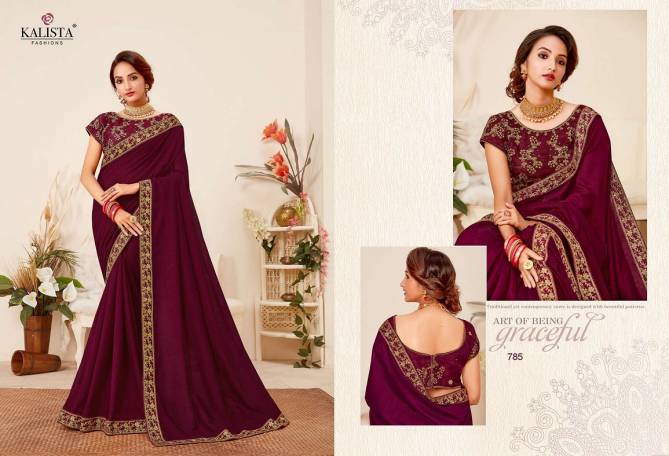 Kalista Dollar Latest Designer Collection Fancy Wedding Wear vichitra silk Embroidery Worked Sarees