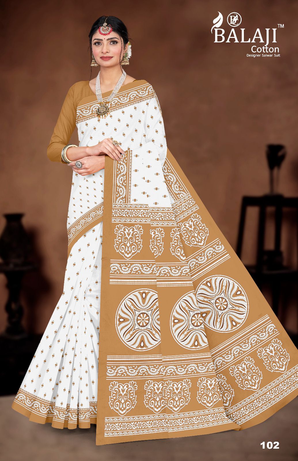 White Butti By Balaji Daily Wear Printed Cotton Sarees Suppliers In India